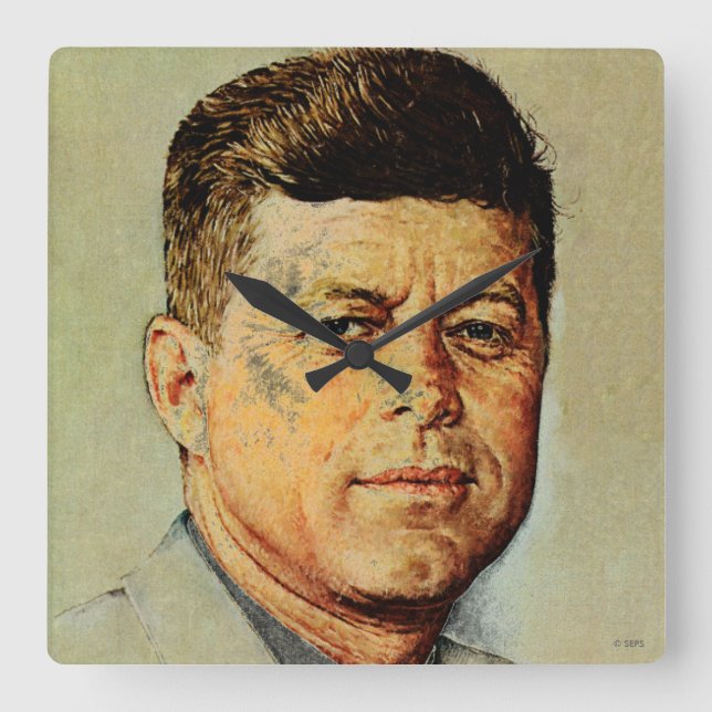 John F. Kennedy IN MEMORIAM Square Wall Clock (Front)