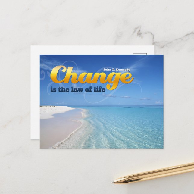 John F. Kennedy Inspirational Quote "Change" Postcard (Front/Back In Situ)