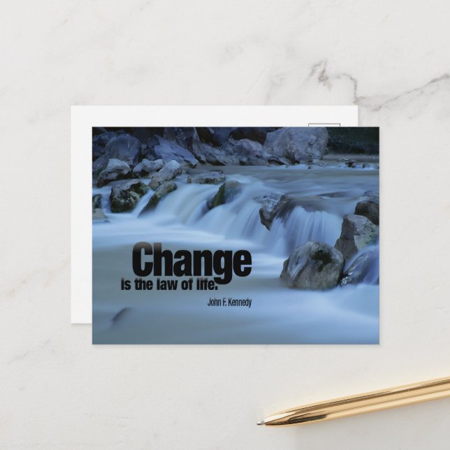 John F. Kennedy Inspirational Quote "Change" Postcard (Front/Back In Situ)