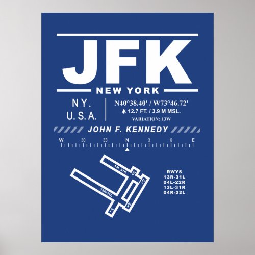 John F Kennedy International Airport JFK Poster