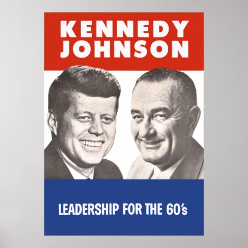 John F Kennedy  Lyndon B Johnson 1960s Campaign Poster