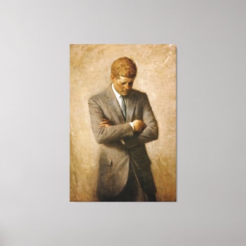 John F Kennedy Official Portrait by Aaron Shikler Canvas Print