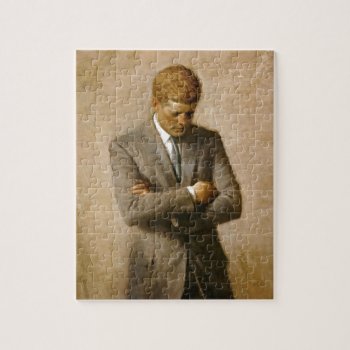 John F Kennedy Official Portrait By Aaron Shikler Jigsaw Puzzle by EnhancedImages at Zazzle