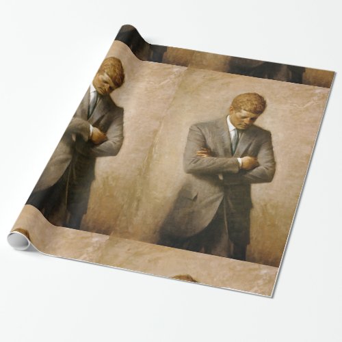 John F Kennedy Official Portrait by Aaron Shikler Wrapping Paper