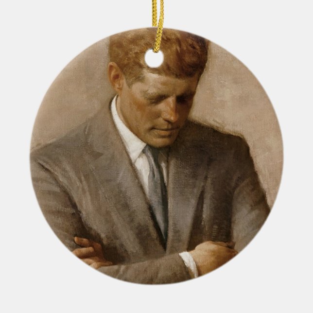 John F Kennedy Official Portrait Ceramic Ornament (Front)