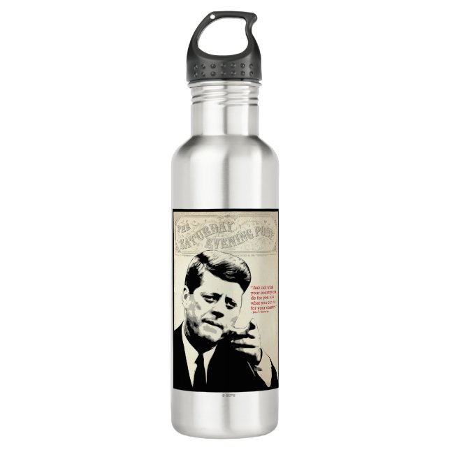 John F. Kennedy Quote Stainless Steel Water Bottle (Front)