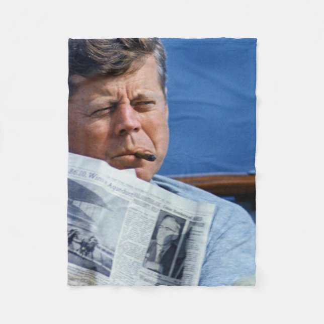 John F Kennedy Smoking Fleece Blanket (Front)
