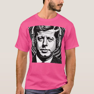 John F Kennedy Wearing Headphones T-Shirt