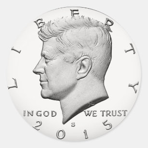 John Fitzgerald Kennedy Half Dollar Classic Round Sticker