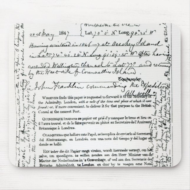 John Franklin's Message Mouse Pad (Front)
