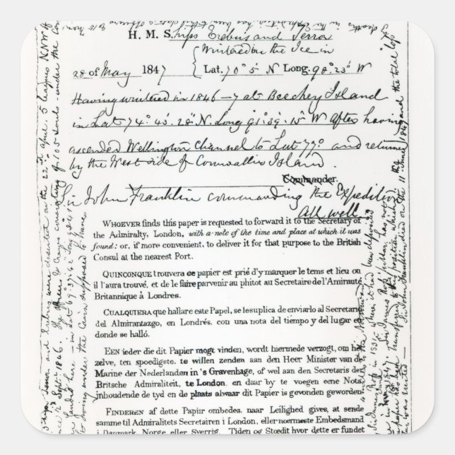 John Franklin's Message Square Sticker (Front)