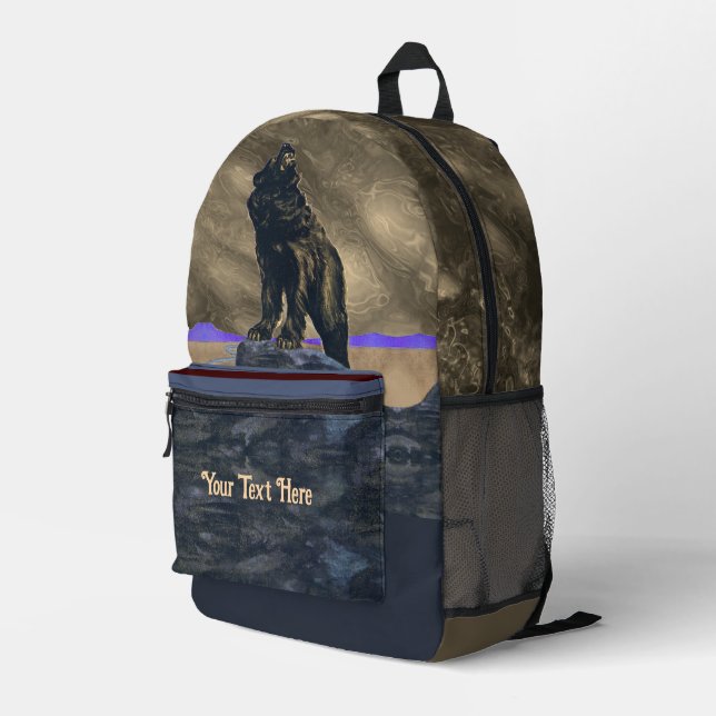 John Frew - Grizzly Bear Printed Backpack (Back Corner Right)