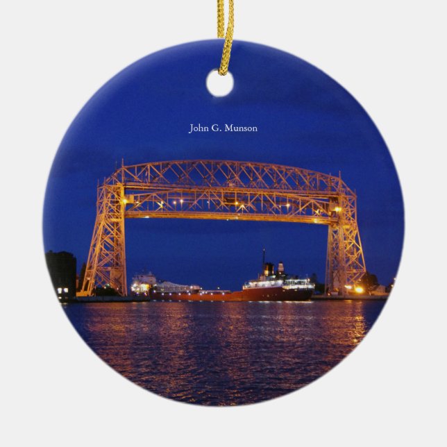 John G Munson & Aerial Lift Bridge ornament (Front)