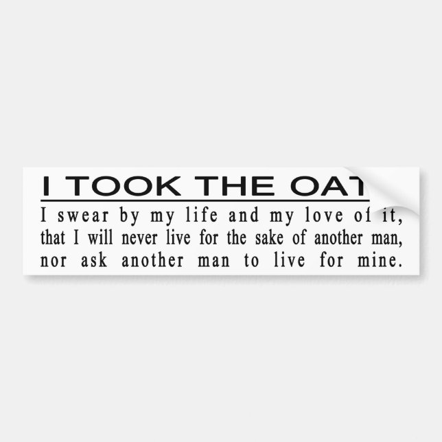John Galt Oath bumper sticker (Front)