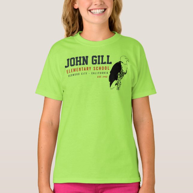 John Gill Eagle Girls Jersey V-Neck T-Shirt (Front)