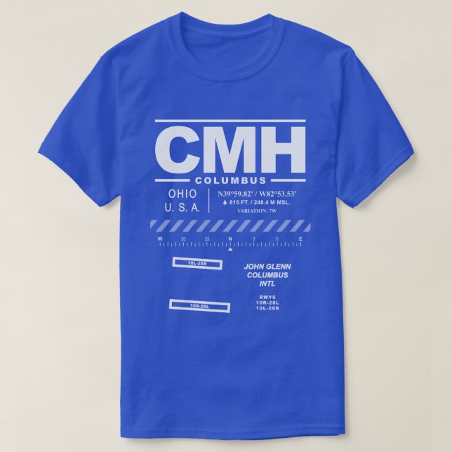 John Glenn Columbus Intl Airport CMH T-Shirt (Design Front)