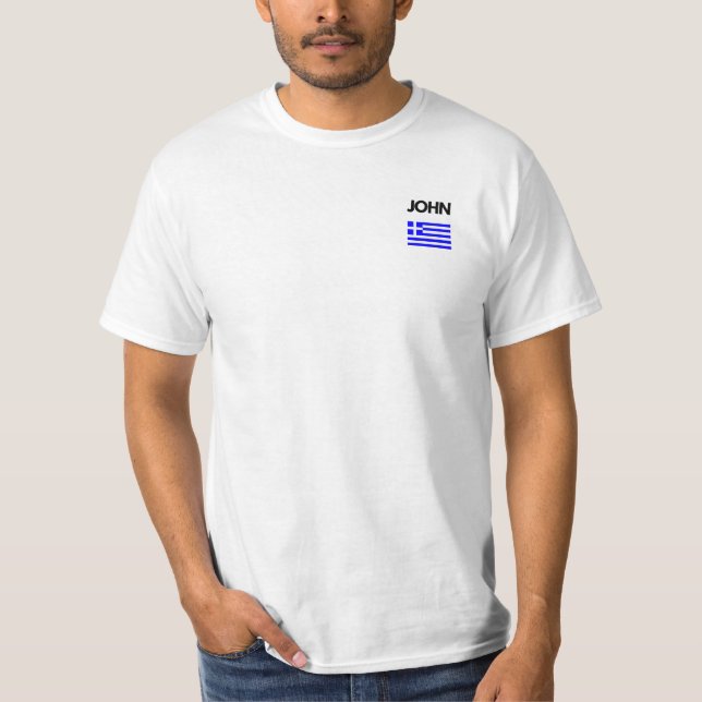 John Greek Name with Greek Flag Design T-Shirt (Front)