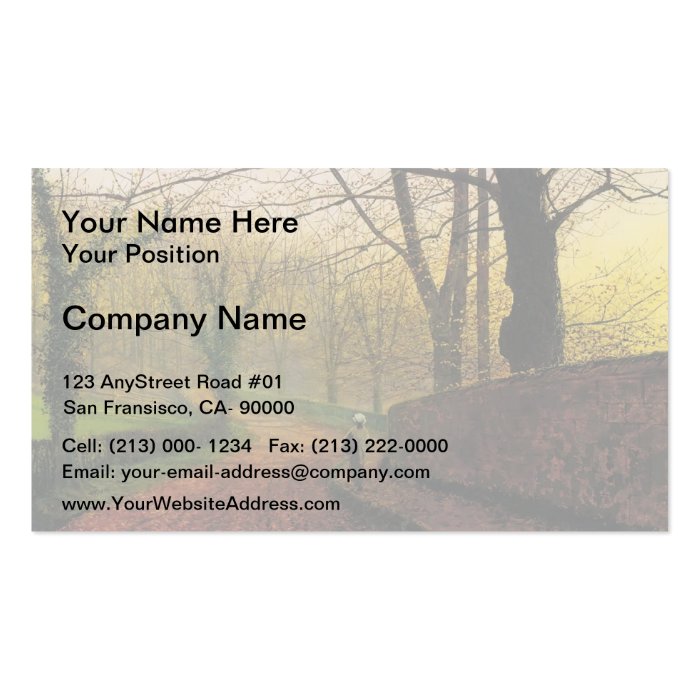 John Grimshaw  Stapleton Park near Pontefract Sun Business Card Templates