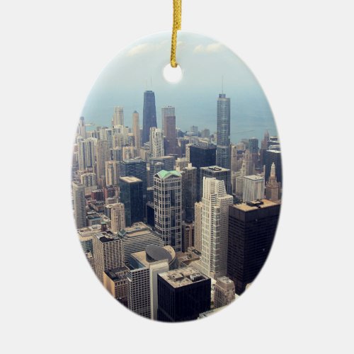 John Hancock Center And Trump Tower Chicago Ceramic Ornament