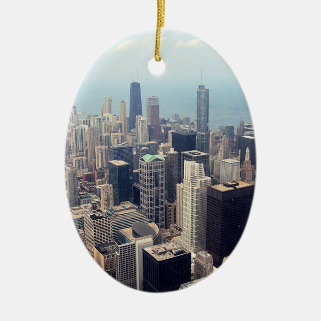 John Hancock Center And Trump Tower, Chicago Ceramic Ornament (Front)