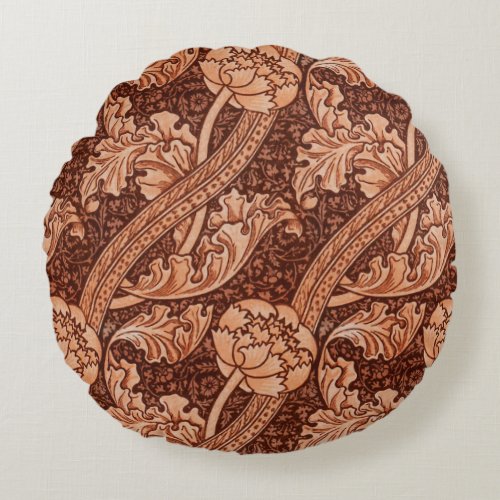 John Henry Dearle Florence Pattern in Red Round Pillow