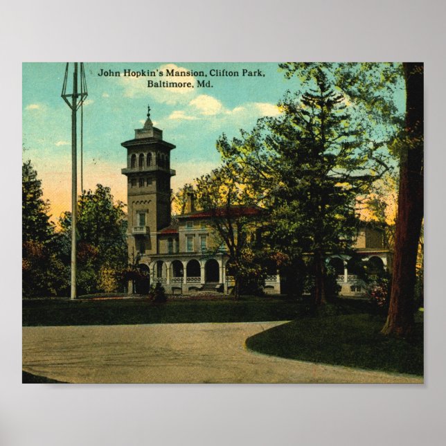 John Hopkin's Mansion, Baltimore, Maryland Vintage Poster (Front)