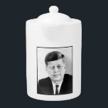 John Jack Kennedy US Presidential White House Teapot<br><div class="desc">The winter air crackled with a nervous energy as John F. Kennedy stood on the steps of the Capitol, the weight of history heavy on his young shoulders. At 43, he was the youngest president ever elected, and his inaugural address pulsed with an optimism that resonated across the nation. ---...</div>