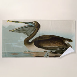 John James Audubon Brown Pelican Artwork Painting Beach Towel