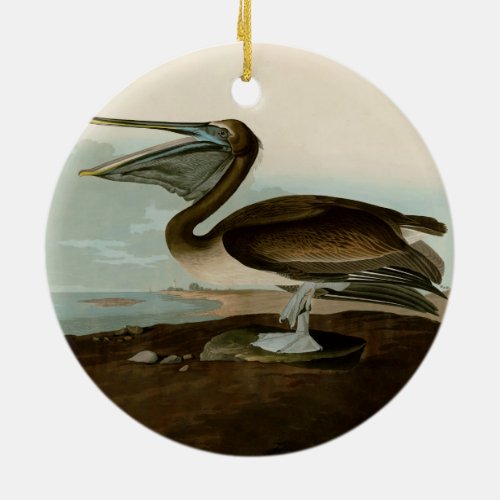 John James Audubon Brown Pelican Artwork Painting Ceramic Ornament