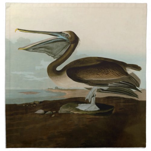 John James Audubon Brown Pelican Artwork Painting Cloth Napkin