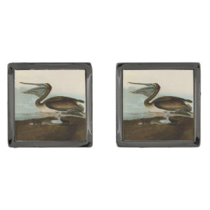 John James Audubon Brown Pelican Artwork Painting Cufflinks