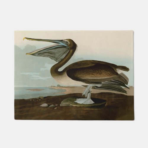 John James Audubon Brown Pelican Artwork Painting Doormat