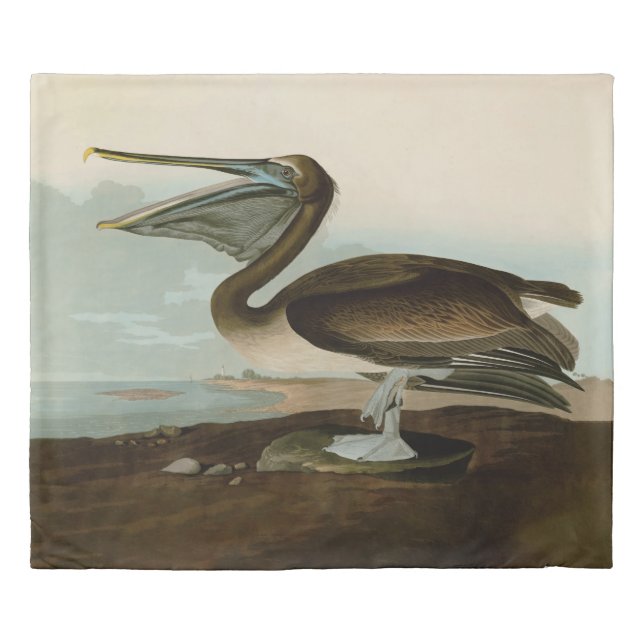 John James Audubon Brown Pelican Artwork Painting Duvet Cover (Front)
