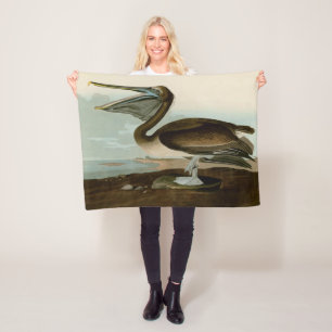 John James Audubon Brown Pelican Artwork Painting Fleece Blanket