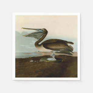 John James Audubon Brown Pelican Artwork Painting Napkins