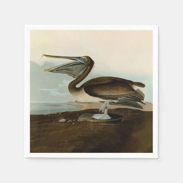John James Audubon Brown Pelican Artwork Painting Napkins (Front)