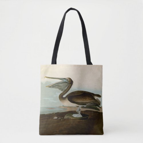 John James Audubon Brown Pelican Artwork Painting Tote Bag