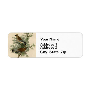 John James Audubon Cedar Waxwing Bird Print Label