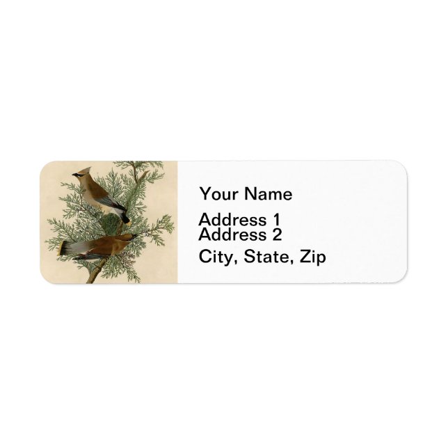 John James Audubon Cedar Waxwing Bird Print Label (Front)