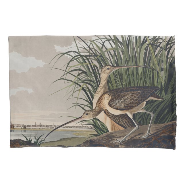 John James Audubon Long-Billed Curlew Bird Pillow Case (Front)