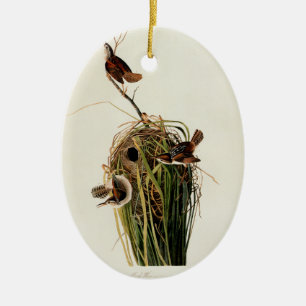 John James Audubon Marsh Wren Bird Print Ceramic Ornament