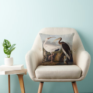 John James Audubon White Ibis Bird Print Classic Throw Pillow