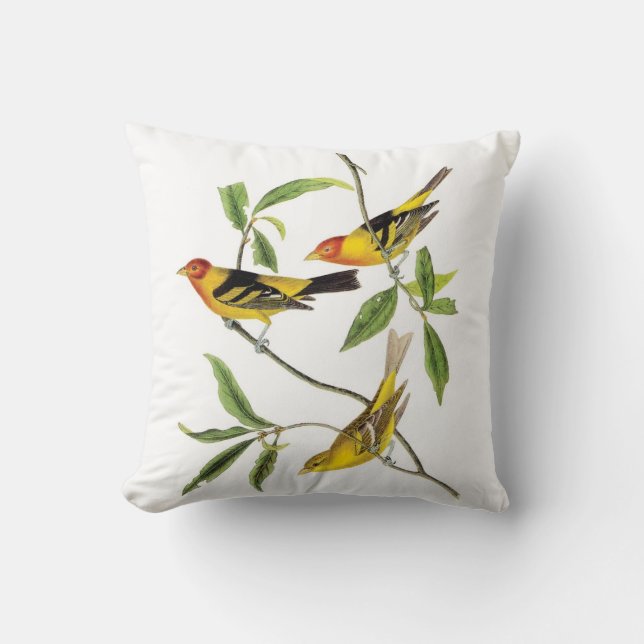 John James Audubon Yellow Tanager Pillow (Front)