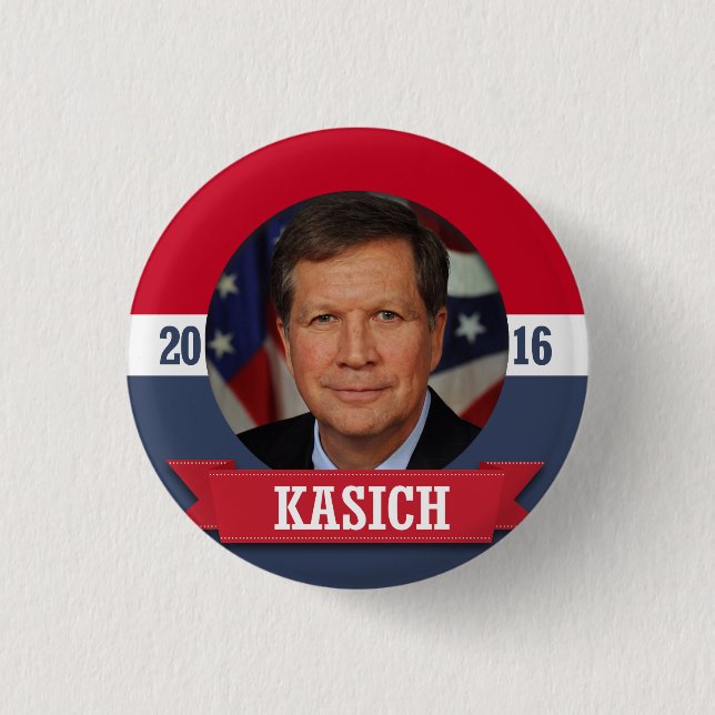JOHN KASICH 2016 PINBACK BUTTON (Front)