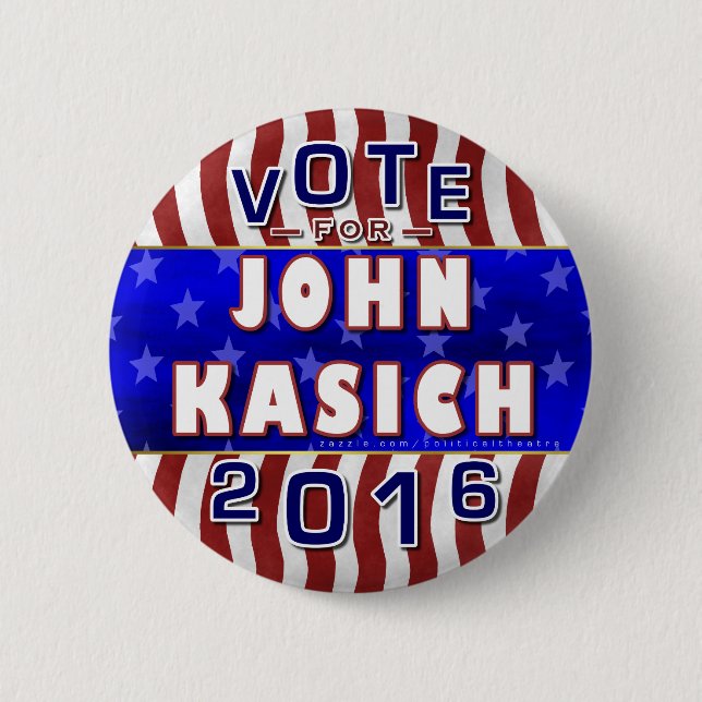 John Kasich President 2016 Election Republican Pinback Button (Front)