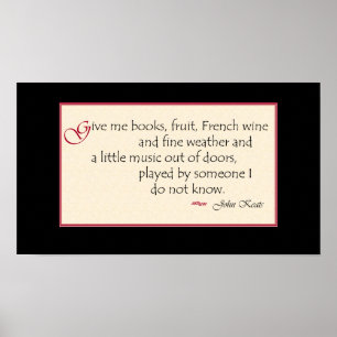 John Keats book quote poster