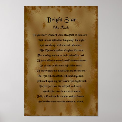 John Keats Bright Star Poster