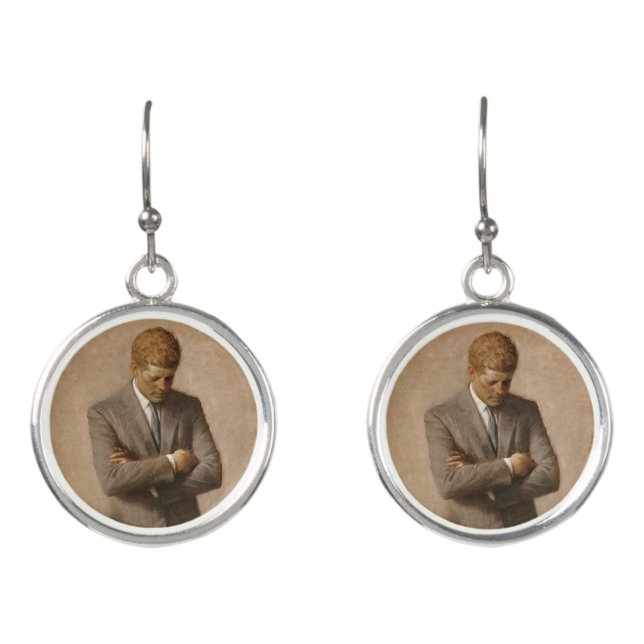 John Kennedy US Presidential White House Portrait  Earrings (Front)