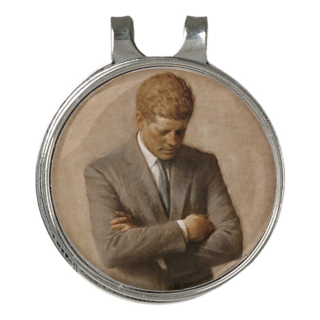 John Kennedy US Presidential White House Portrait  Golf Hat Clip (Front)