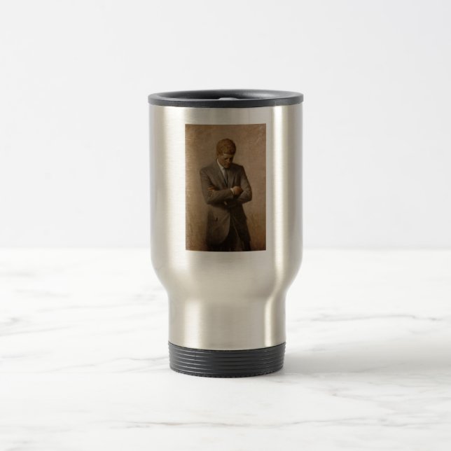 John Kennedy US Presidential White House Portrait  Travel Mug (Center)
